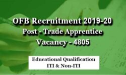 Ordnance Factory Recruitment: OFB Trade Apprentice Posts for ITI & Non-ITI